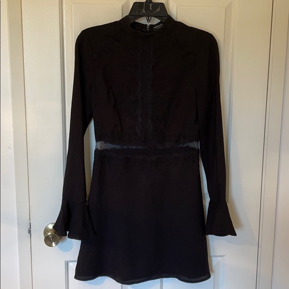 Long sleeve mini dress with ruffle sleeve - Picture 3 of 5